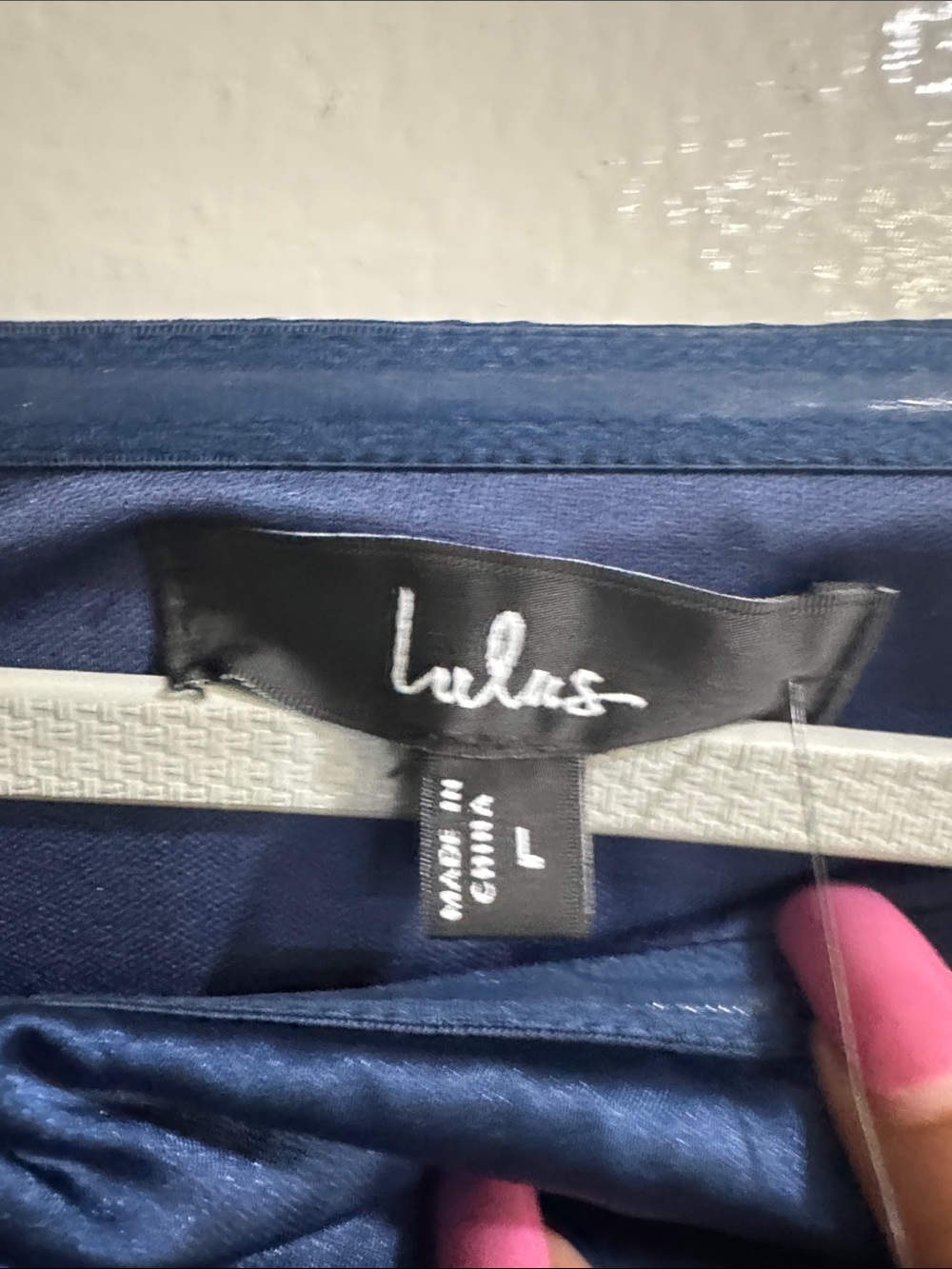Lulu's Strapless Midnight Blue Satin Pleated Gown - Picture 7 of 10